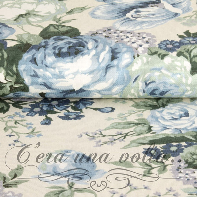 Tessuto Provenzale a Rose Azzurre