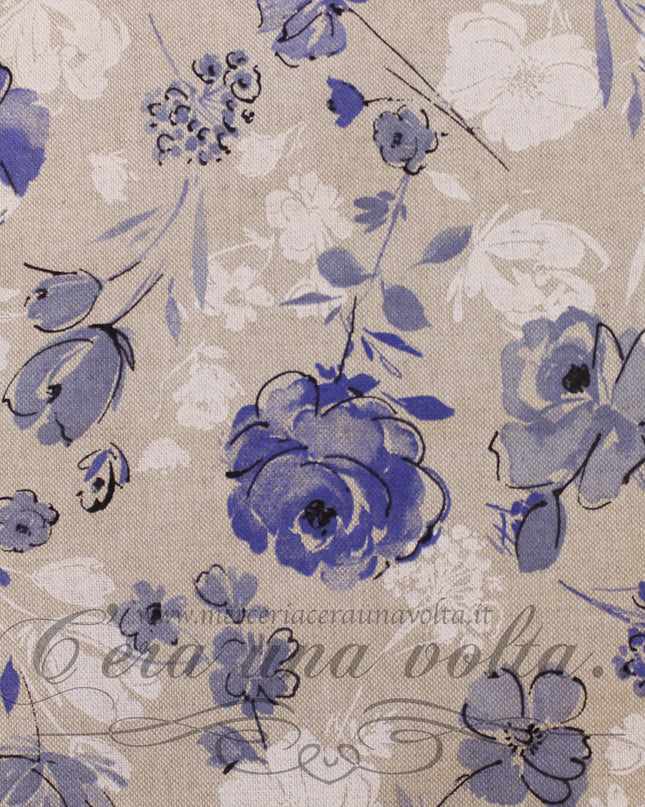 Tessuto a Rose Azzurre