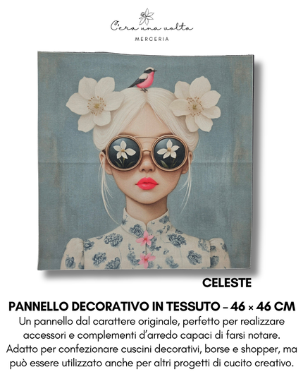Pannello decorativo in tessuto – 46 × 46 cm (volti femminili)