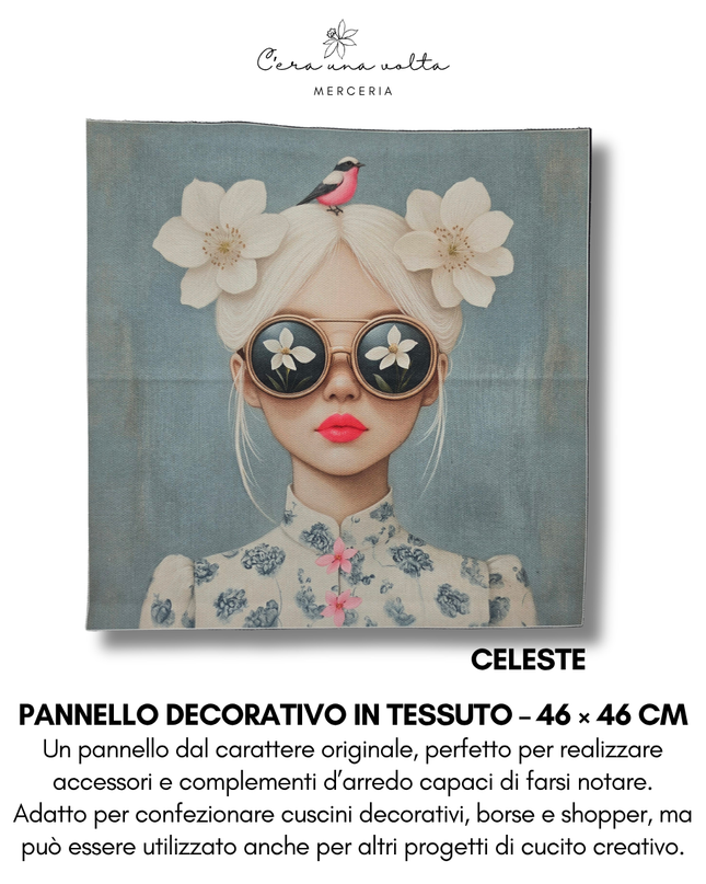 Pannello decorativo in tessuto – 46 × 46 cm (volti femminili)