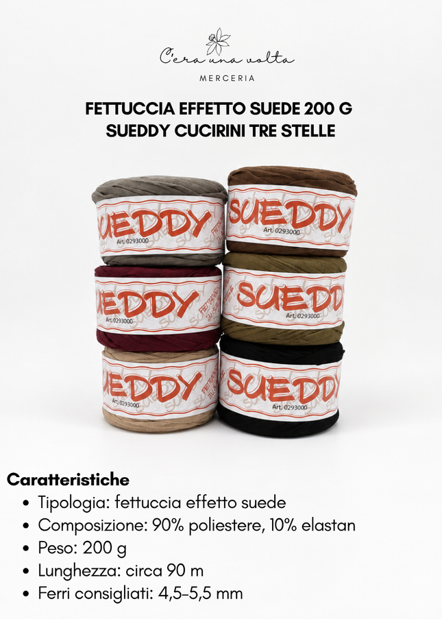 Fettuccia effetto suede 200 g - Sueddy Cucirini Tre Stelle