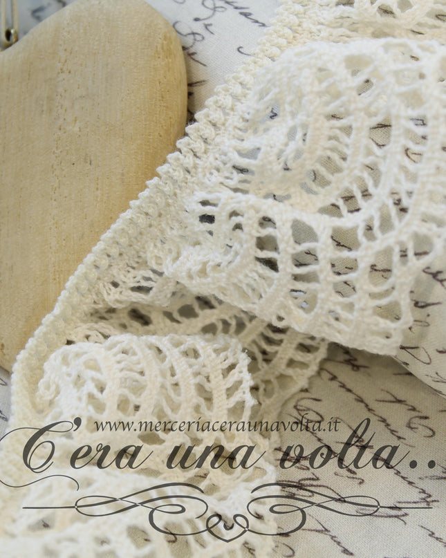 Pizzo in cotone elasticizzato lavorazione a fusello Bianco