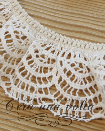 Pizzo in cotone elasticizzato lavorazione a fusello Bianco