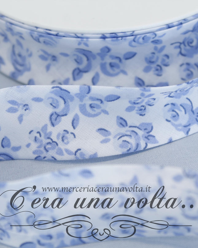 Sbieco di cotone Rose Azzurre