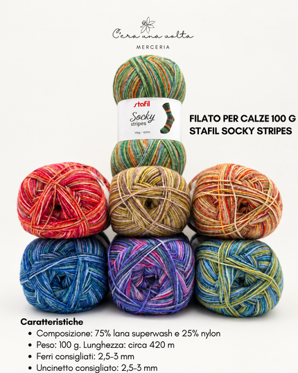 Filato per calze 100 g - Stafil Socky Stripes