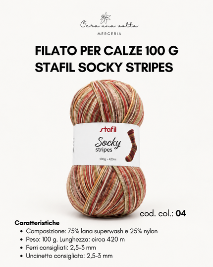 Filato per calze 100 g - Stafil Socky Stripes