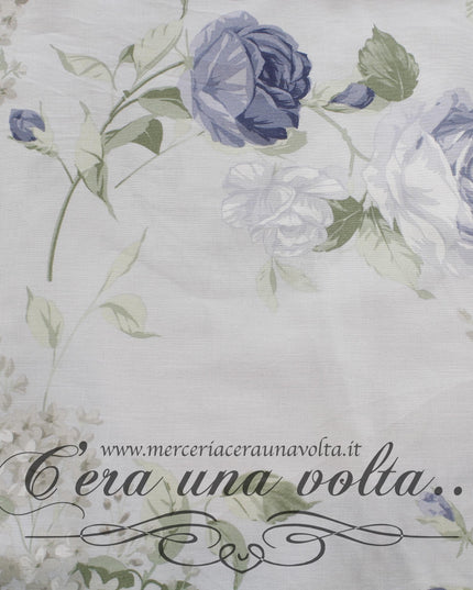 Tessuto Shabby Roses Bleu
