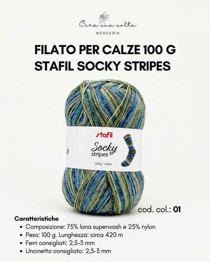 Filato per calze 100 g - Stafil Socky Stripes