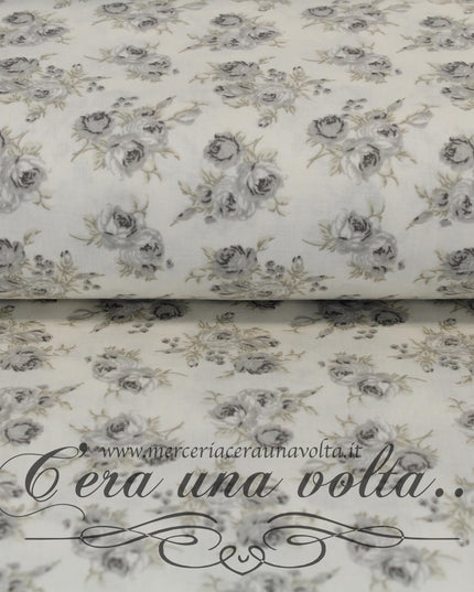 Cm 140 x85  ScampoloTessuto Shabby Rose Grigio Seta