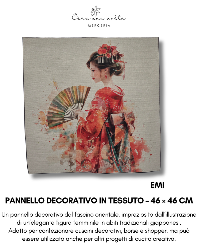 Pannello decorativo in tessuto – 46 × 46 cm (Eleganza Giapponese)