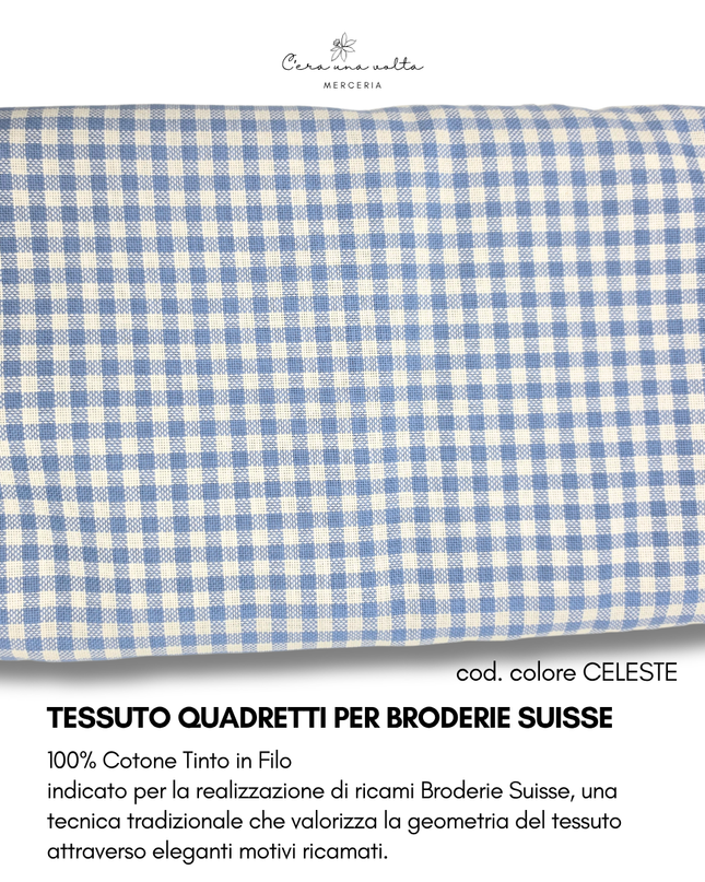 Tessuto Quadretti per Broderie Suisse – 100% Cotone Tinto in Filo