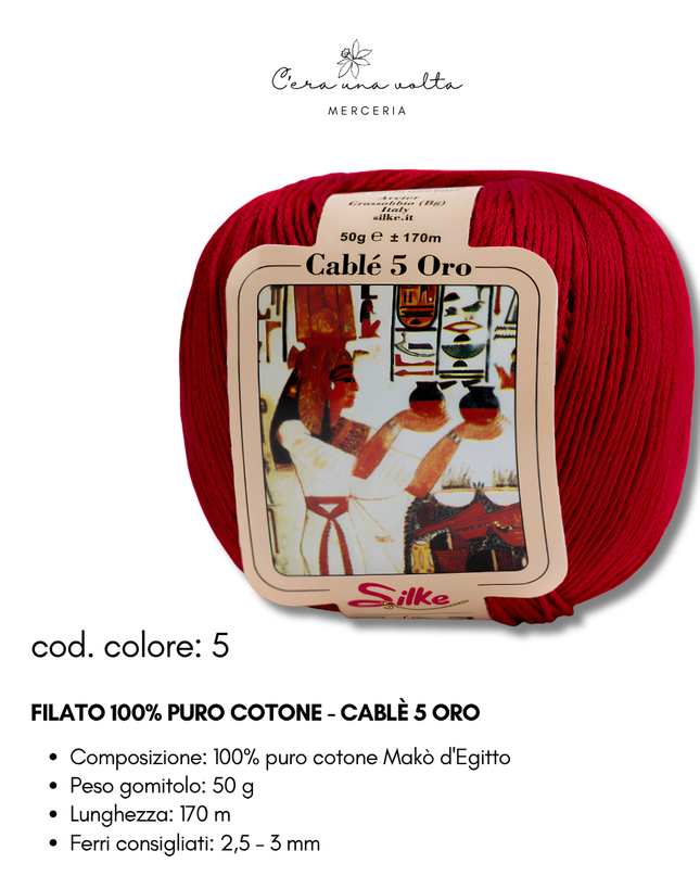 Filato 100% Puro Cotone - Cablè 5 ORO