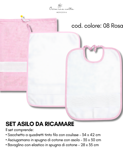 Set asilo a quadretti da ricamo