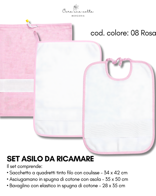 Set asilo a quadretti da ricamo