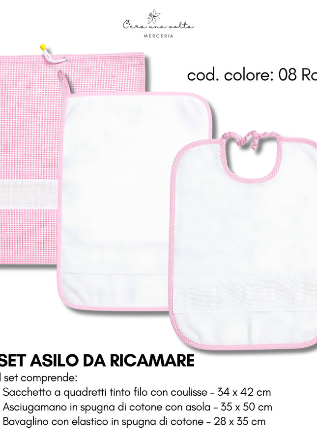 Set asilo a quadretti da ricamo