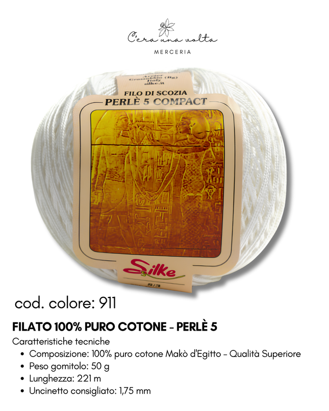 Filato 100% Puro Cotone - Perlè 5 e Perlè 8