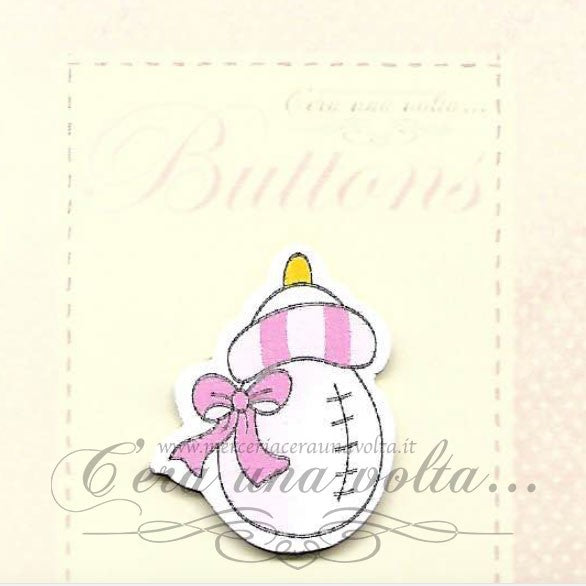 Bottoni in legno Pink baby bottle