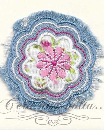 Etichetta termo adesiva Fiore Denim