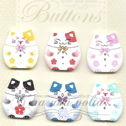 6 pz Bottoni in legno Cat