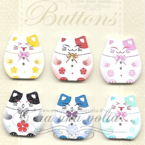 6 pz Bottoni in legno Cat