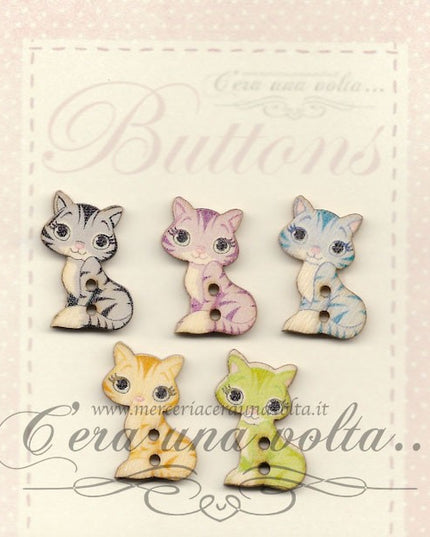 5 pz Bottoni in legno Cat