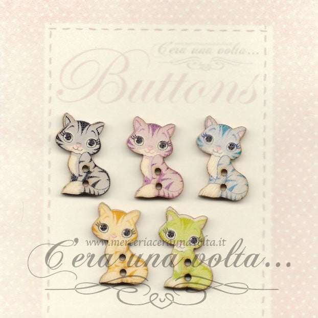5 pz Bottoni in legno Cat