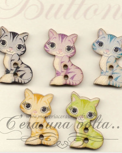 5 pz Bottoni in legno Cat