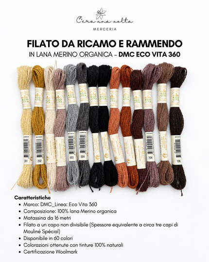 Filato da ricamo e rammendo in lana Merino organica – DMC Eco Vita 360