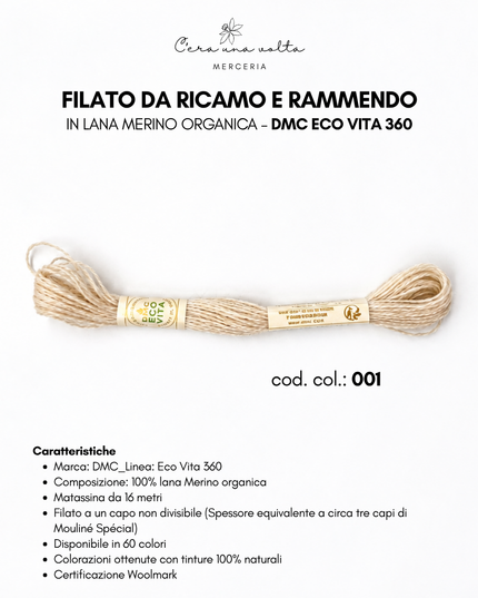 Filato da ricamo e rammendo in lana Merino organica – DMC Eco Vita 360