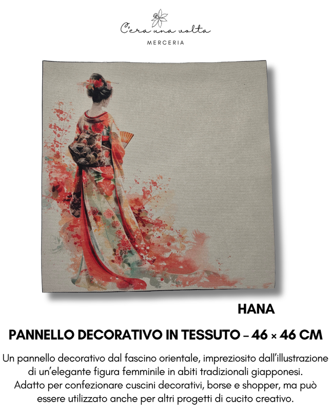 Pannello decorativo in tessuto – 46 × 46 cm (Eleganza Giapponese)