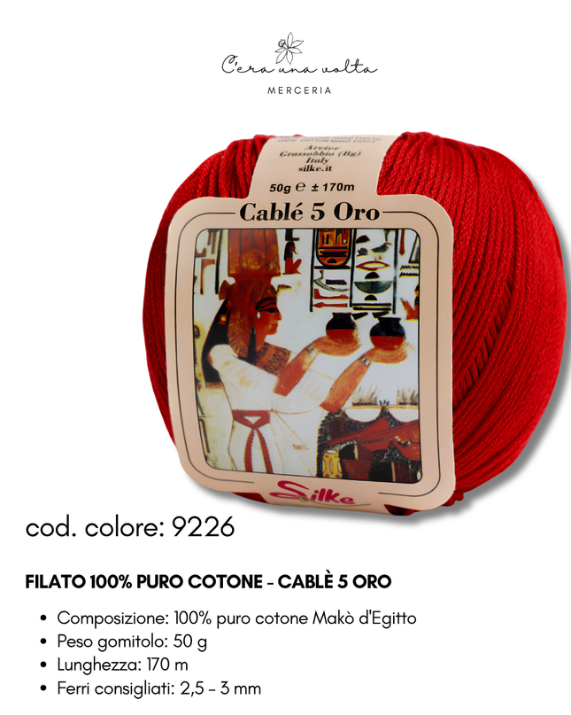 Filato 100% Puro Cotone - Cablè 5 ORO