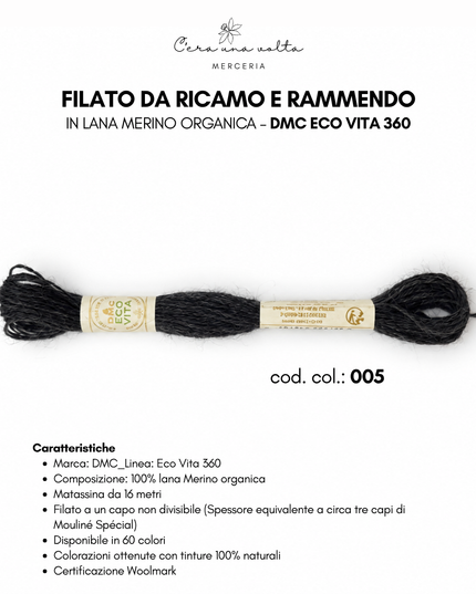 Filato da ricamo e rammendo in lana Merino organica – DMC Eco Vita 360