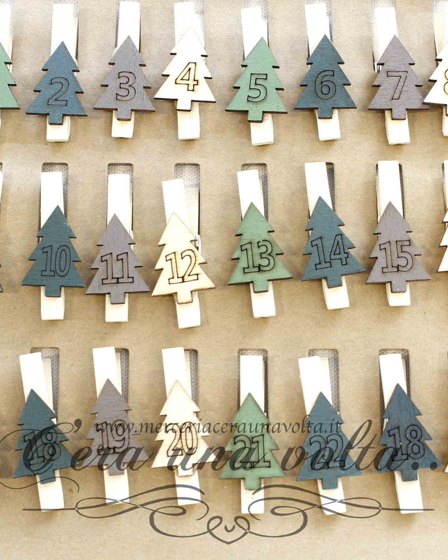 Mollettine in legno per calendario dell'avvento