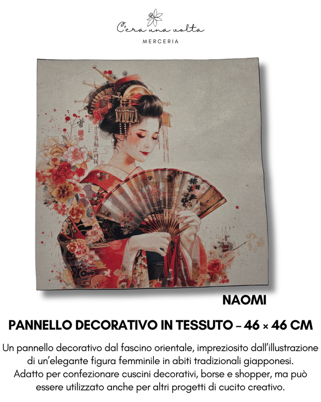 Pannello decorativo in tessuto – 46 × 46 cm (Eleganza Giapponese)