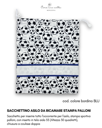 Sacchettino asilo da ricamare stampa palloni