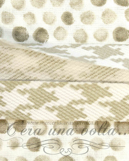 Sbieco in Cotone Piquet Pied de Poule Tortora