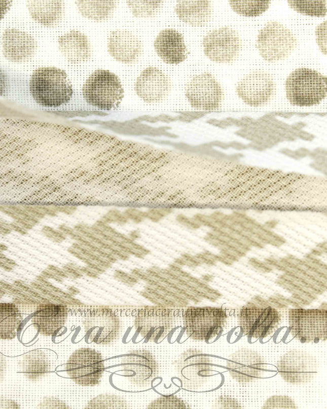 Sbieco in Cotone Piquet Pied de Poule Tortora