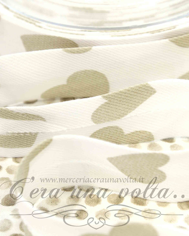 Sbieco in Cotone Piquet Cuori Tortora