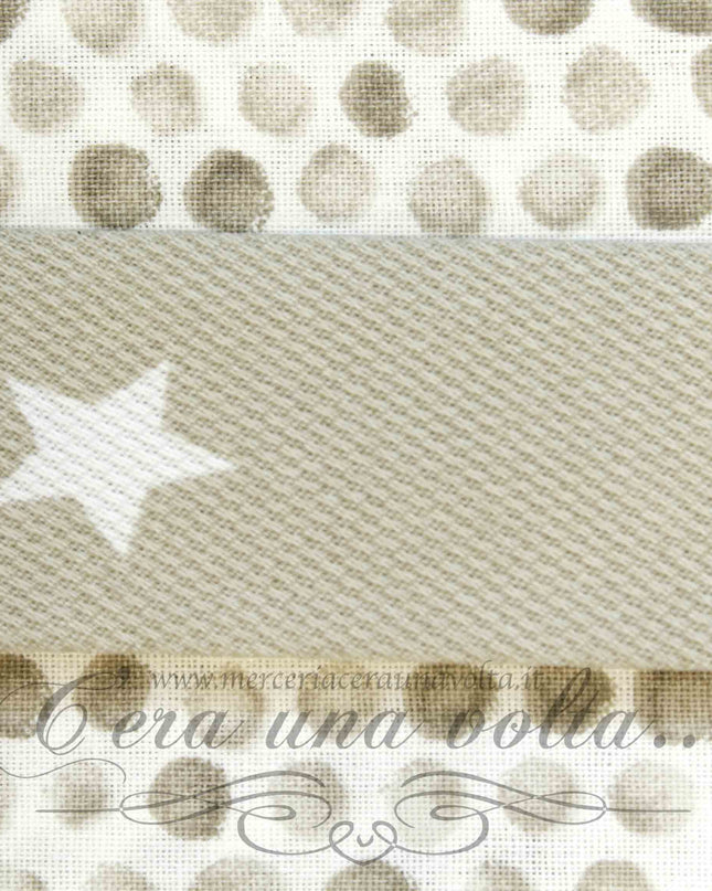 Sbieco in Cotone Piquet Stelle Tortora