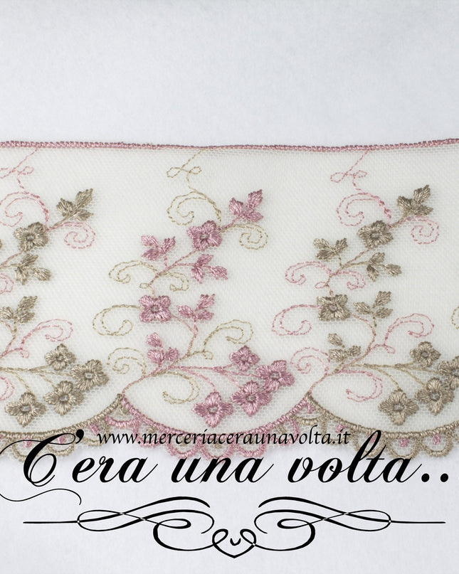 Pizzo di tulle bicolore H 9 cm
