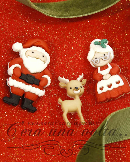 3 Bottoni Decorativi Mr. & Mrs. Claus