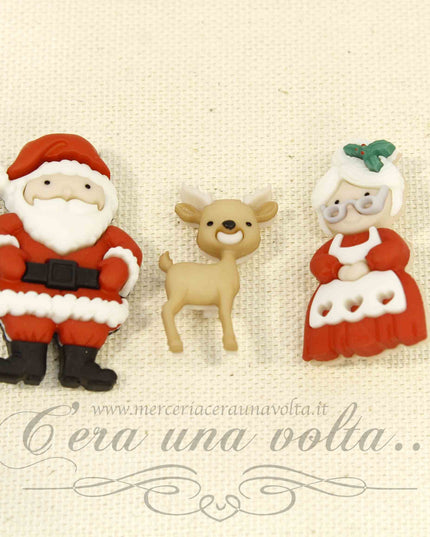3 Bottoni Decorativi Mr. & Mrs. Claus