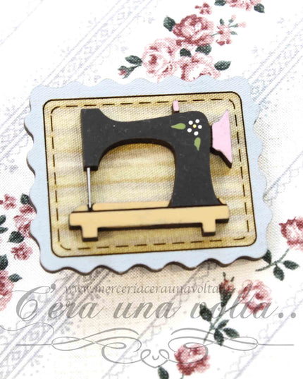 Spilla Decorativa Black Sewing Machine