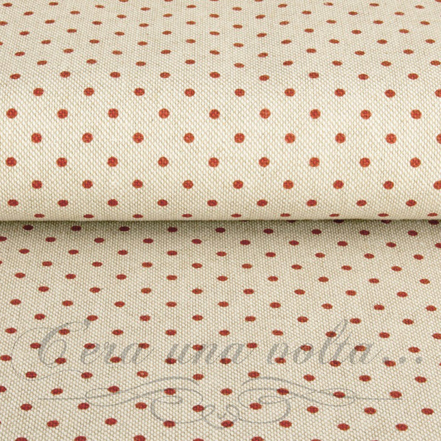 Cm 70 x 25 Scampolo Stoffa a Pois piccoli Rossi