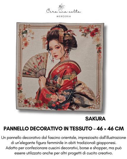 Pannello decorativo in tessuto – 46 × 46 cm (Eleganza Giapponese)