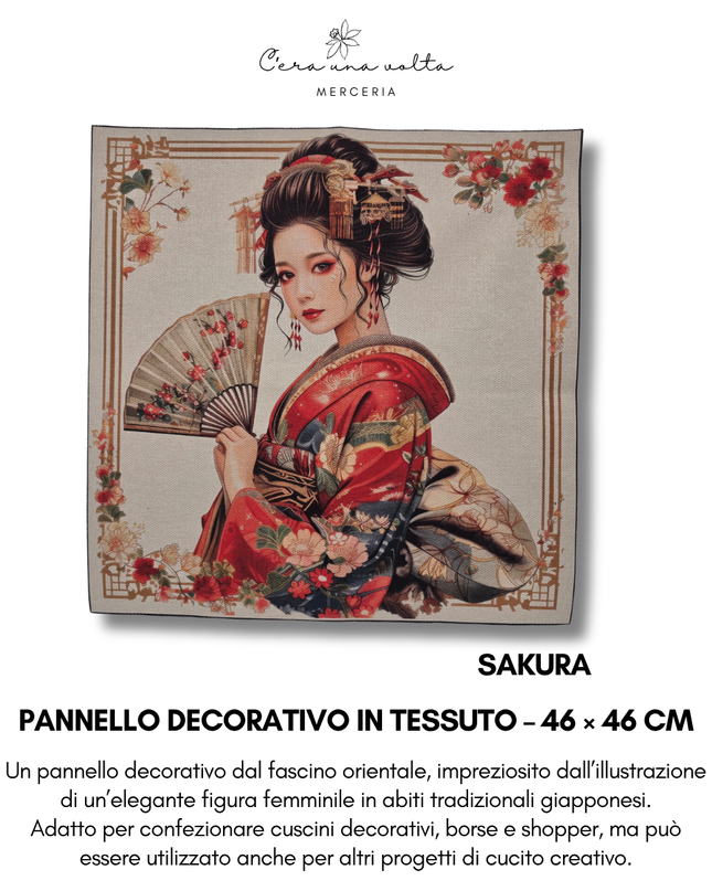 Pannello decorativo in tessuto – 46 × 46 cm (Eleganza Giapponese)
