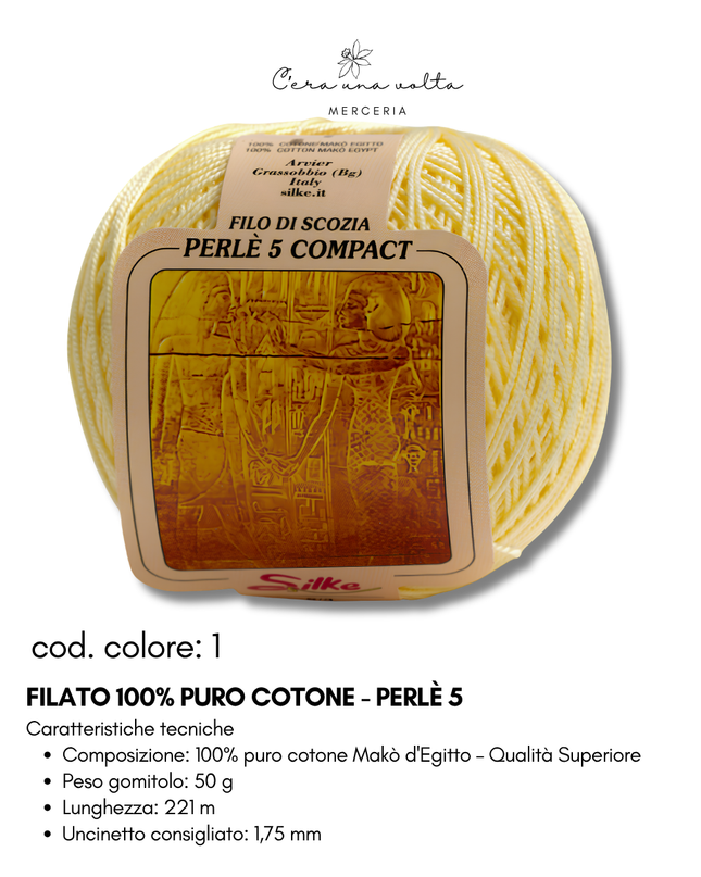 Filato 100% Puro Cotone - Perlè 5 e Perlè 8