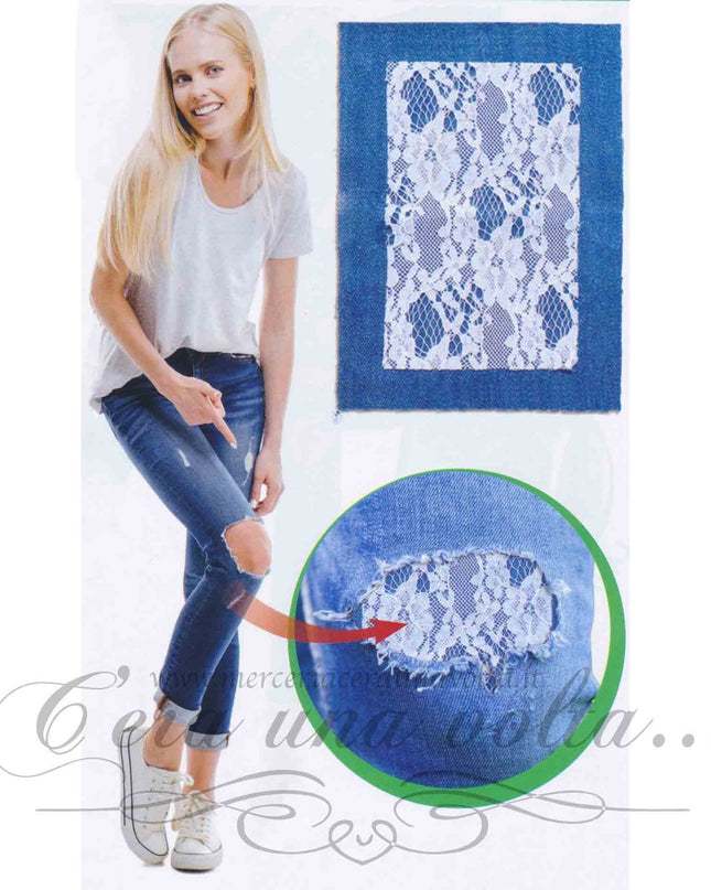 Saldastrappi in Jeans con pizzo