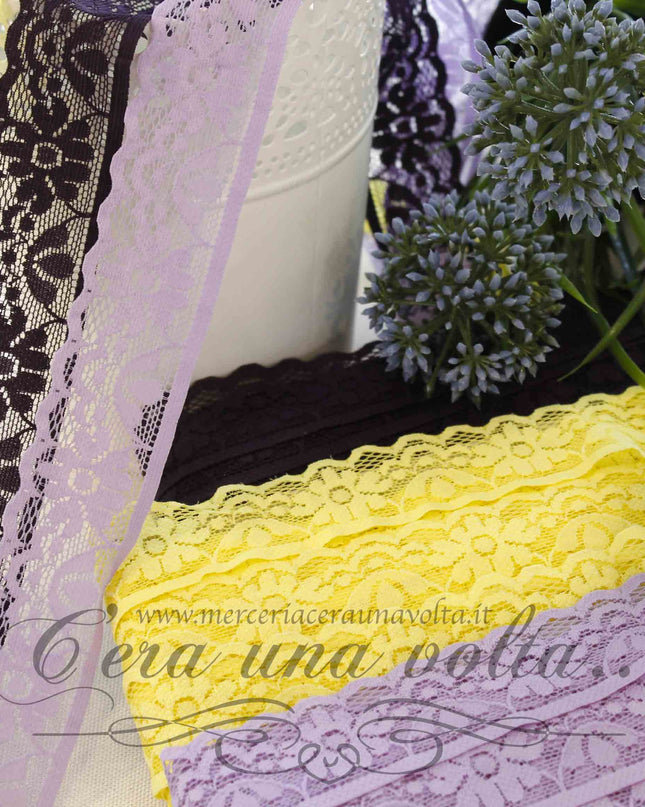 Pizzo in tulle Flower elasticizzato