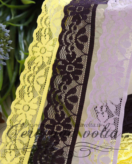 Pizzo in tulle Flower elasticizzato